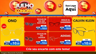 Modelo de TV para TV Horizontal com o tema Operação Julho Com Mais Economia para Óticas