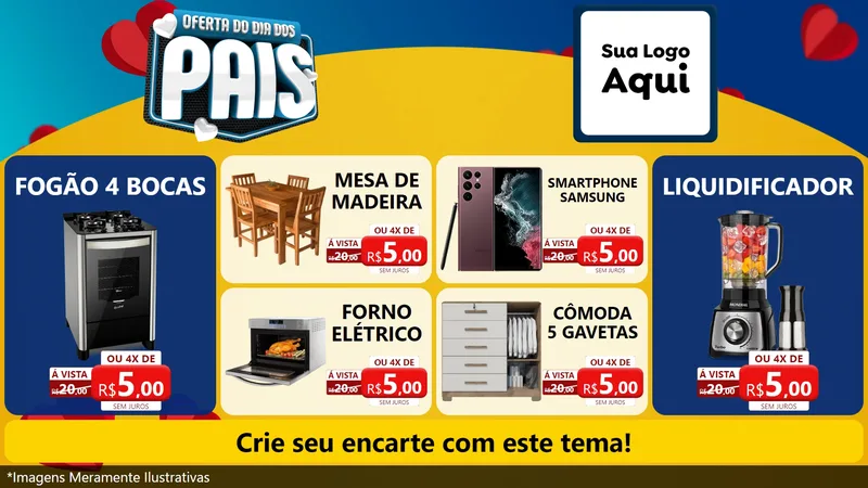 Modelo de TV para TV Horizontal com o tema Oferta Do Dia Dos Pais para Móveis e Eletro