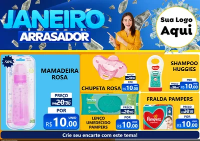 Modelo de Encarte para Encarte A4 Horizontal com o tema Janeiro Arrasador para Bebês