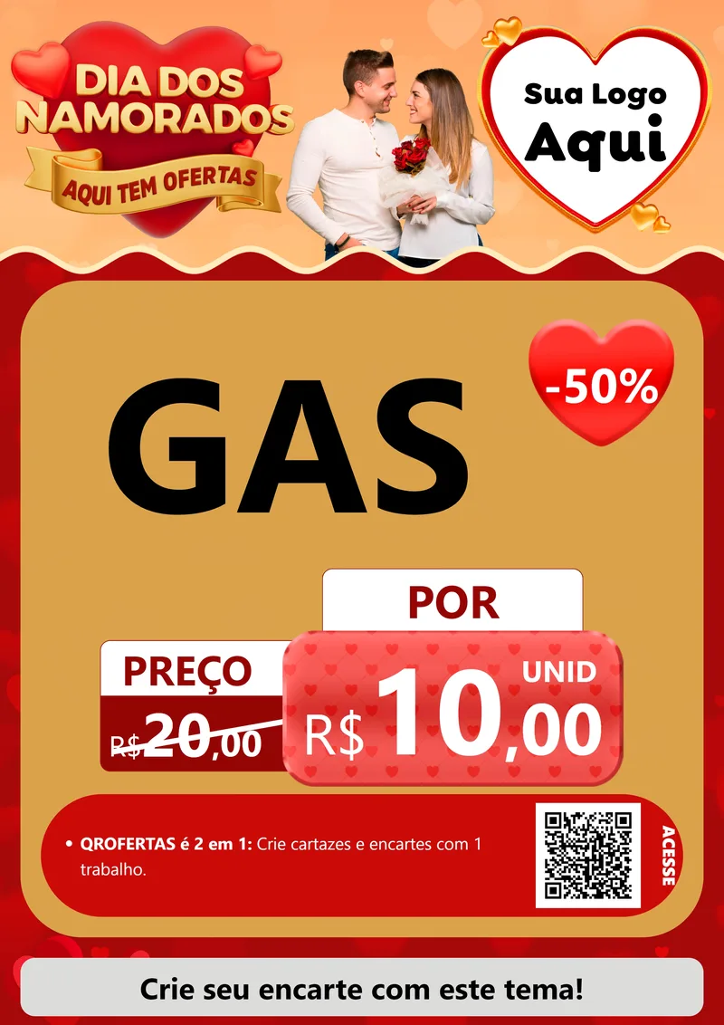 Modelo de Cartaz para Cartaz A4 Vertical com o tema Dia dos Namorados - Aqui Tem Ofertas para Água e gás