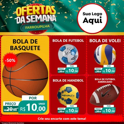Modelo de Rede Social para Feed Facebook com o tema Ofertas da Semana Farroupilha para Artigos Esportivos