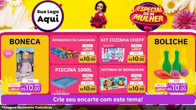Modelo de TV para TV Horizontal com o tema Especial Dia da Mulher para Brinquedos