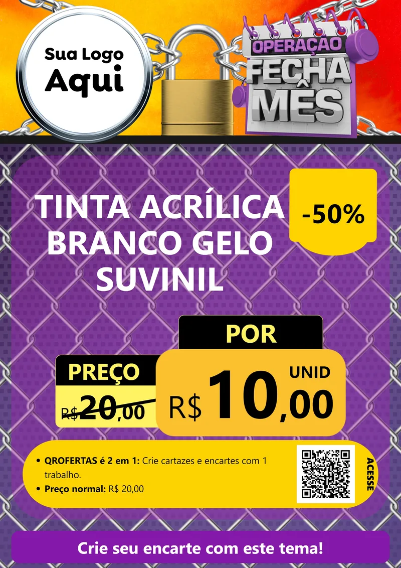 Modelo de Cartaz para Cartaz A4 Vertical com o tema Operação Fecha Mês para Tintas e Ferramentas