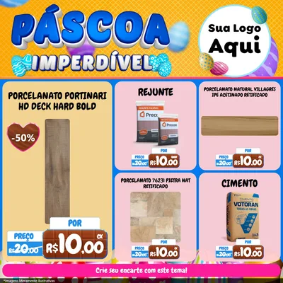 Modelo de Rede Social para Feed Facebook com o tema Páscoa Imperdível para Pisos e revestimentos