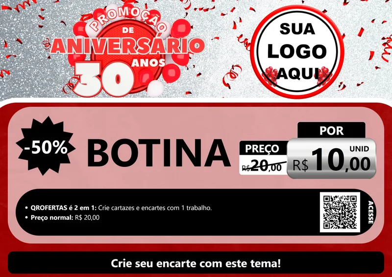 Modelo de Cartaz para Cartaz A4 Horizontal com o tema Promoção de Aniversário - 30 Anos para Agropecuária