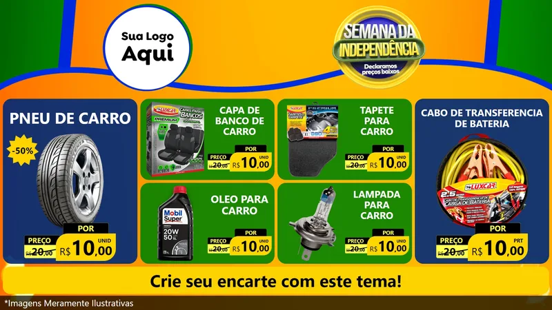 Modelo de TV para TV Horizontal com o tema Semana da Independência Declaramos Preços Baixos para Auto peças