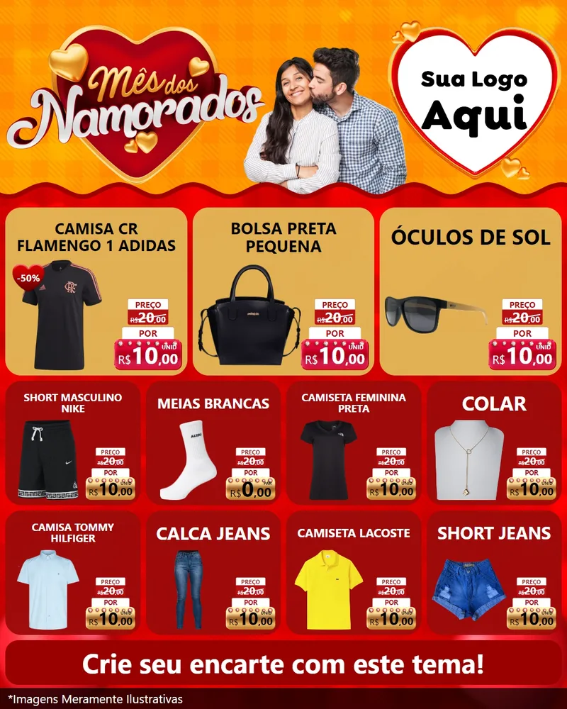 Modelo de Rede Social para Feed Instagram com o tema Mês dos Namorados para Roupas e acessórios