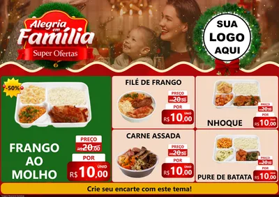Modelo de Encarte para Encarte A4 Horizontal com o tema Alegria Em Família - Super Ofertas para Restaurante