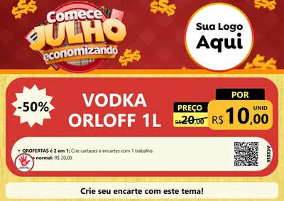 Modelo de Cartaz para Cartaz A4 Horizontal com o tema Comece Julho Economizando para Distribuidora de bebidas