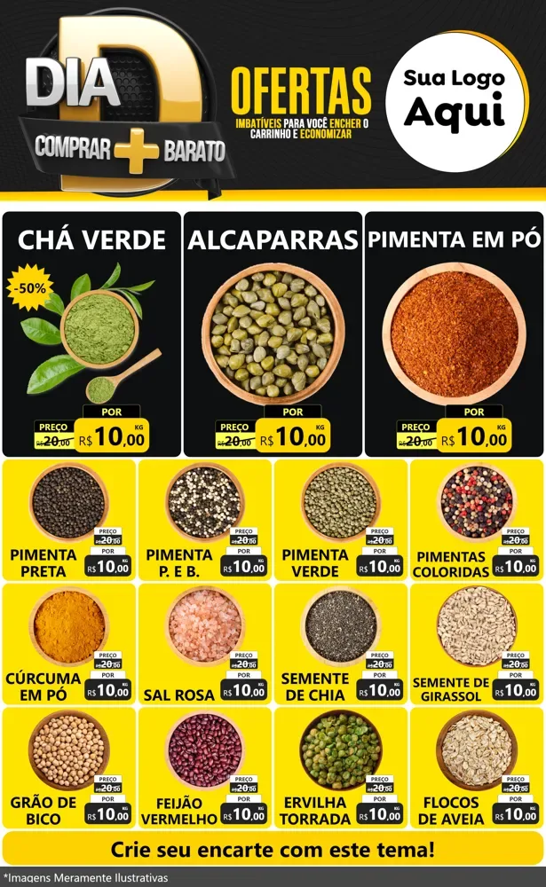 Modelo de Encarte para Encarte Grande com o tema Dia D Mais Economia para Produtos Naturais
