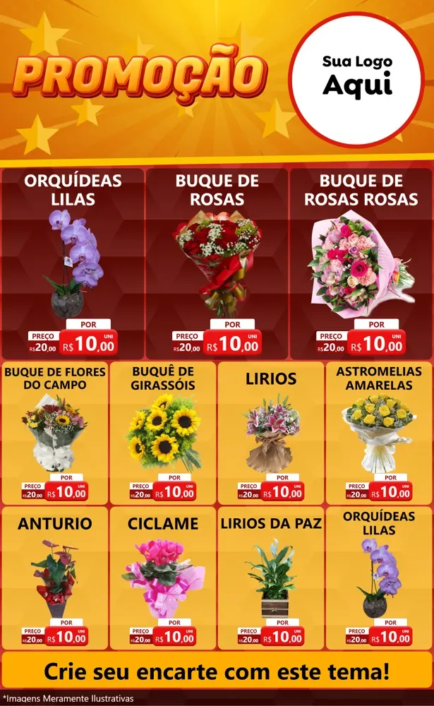 Modelo de Encarte para Encarte Grande com o tema Promoção para Floricultura e jardim