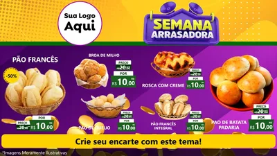 Modelo de TV para TV Horizontal com o tema Semana Arrasadora para Padaria
