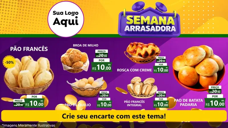 Modelo de TV para TV Horizontal com o tema Semana Arrasadora para Padaria