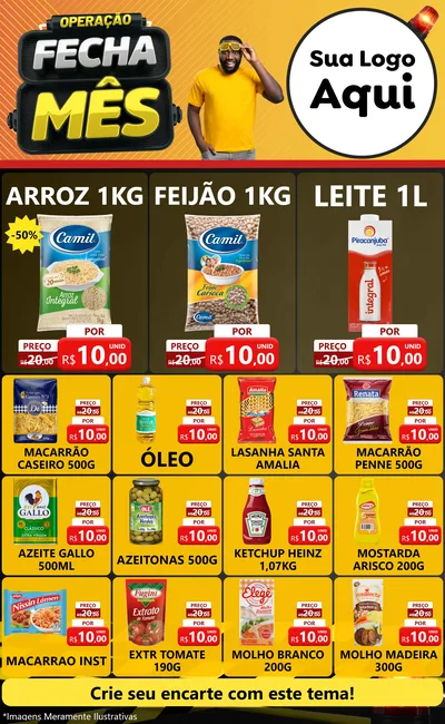 Modelo de Encarte para Encarte Grande com o tema Operação Fecha Mês para Supermercado