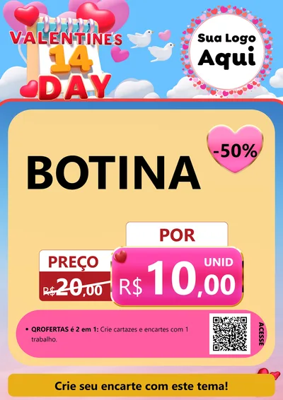 Modelo de Cartaz para Cartaz A4 Vertical com o tema Valentine's Day para Agropecuária