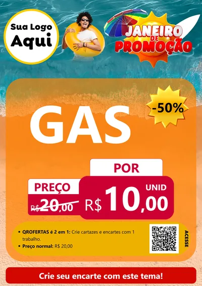 Modelo de Cartaz para Cartaz A4 Vertical com o tema Janeiro de Promoção para Água e gás
