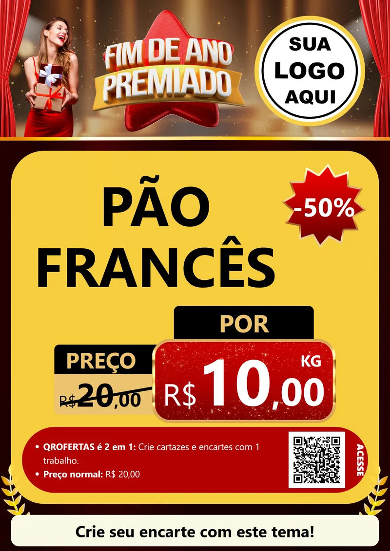 Modelo de Cartaz para Cartaz A4 Vertical com o tema Fim de Ano Premiado para Padaria