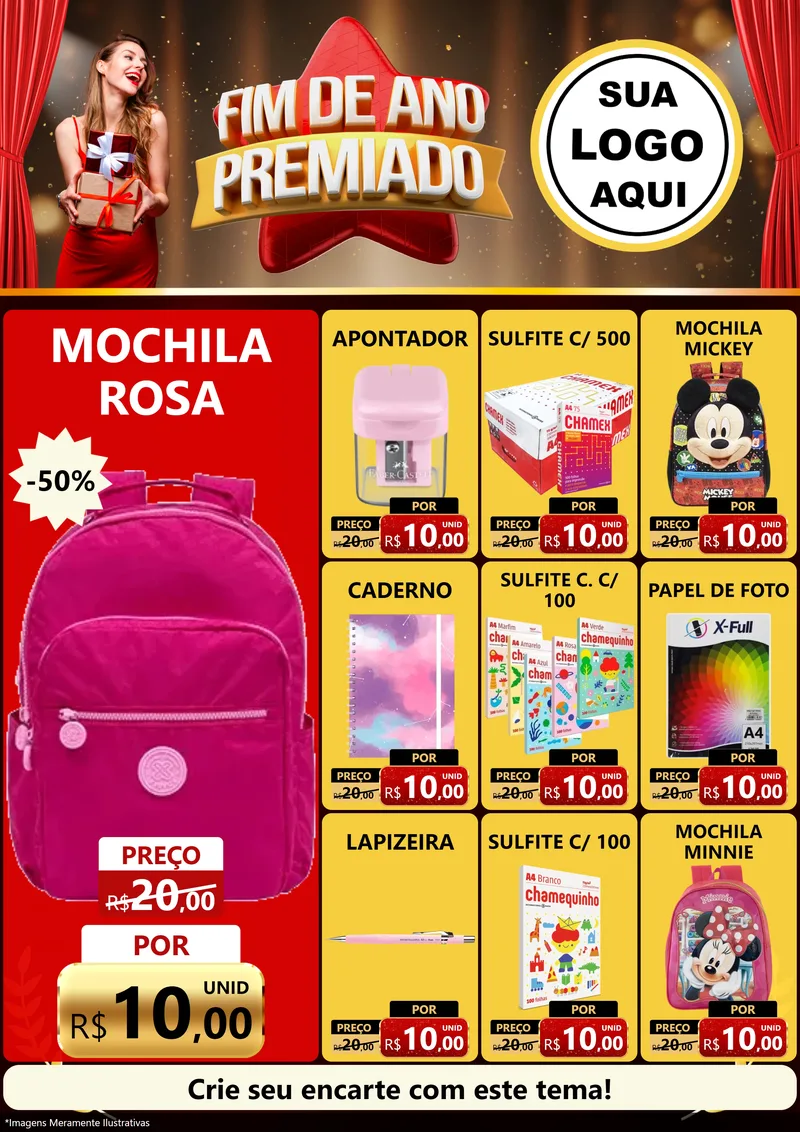 Modelo de Encarte para Encarte A4 Vertical com o tema Fim de Ano Premiado para Papelaria