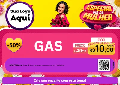 Modelo de Cartaz para Cartaz A4 Horizontal com o tema Especial Dia da Mulher para Água e gás