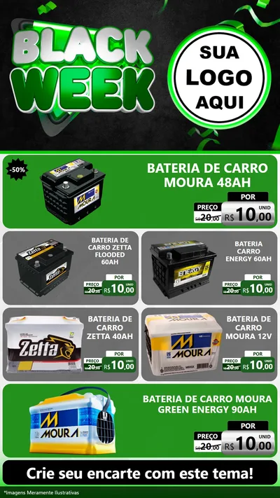 Modelo de TV para TV Vertical com o tema Black Week para Baterias Elétricas
