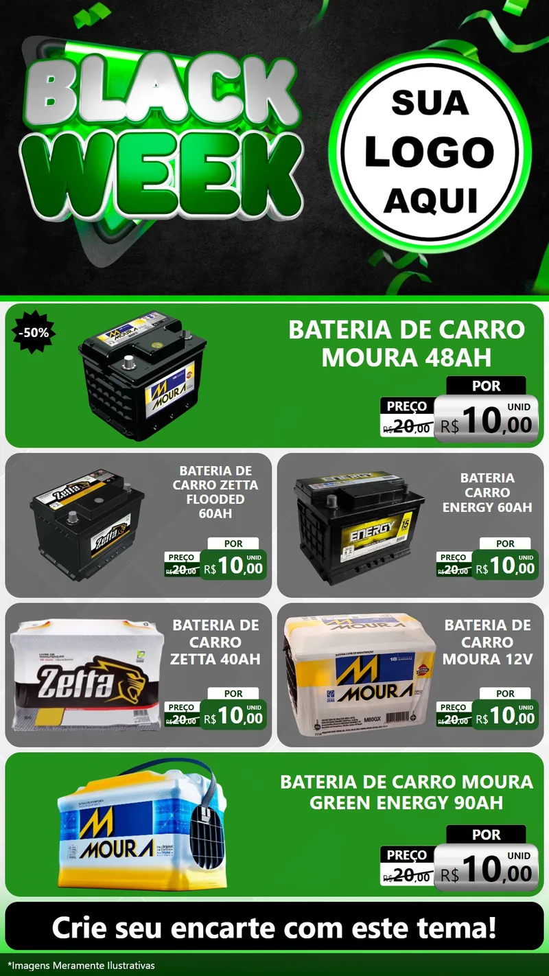 Modelo de TV para TV Vertical com o tema Black Week para Baterias Elétricas