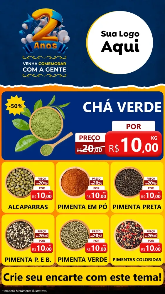 Modelo de Rede Social para Stories com o tema Aniversário de 2 anos para Produtos Naturais