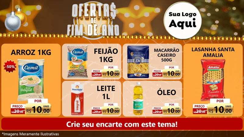 Modelo de TV para TV Horizontal com o tema Ofertas de Fim de Ano para Supermercado