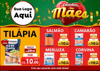 Modelo de Encarte para Encarte A4 Horizontal com o tema Dia das Mães para Peixaria