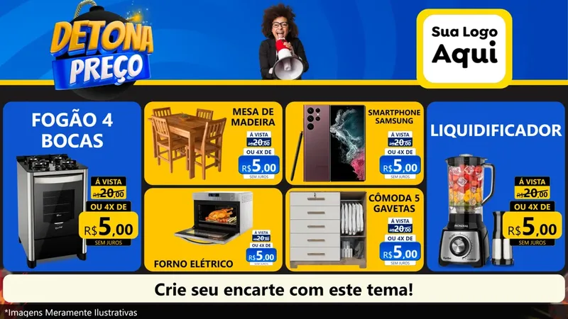 Modelo de TV para TV Horizontal com o tema Detona Preços para Móveis e Eletro