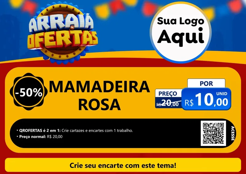 Modelo de Cartaz para Cartaz A4 Horizontal com o tema Arraiá de Ofertas - Junina para Bebês