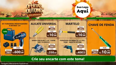 Modelo de TV para TV Horizontal com o tema Ofertas de Outono - Vem, Aproveite! para Maquinas e Ferramentas