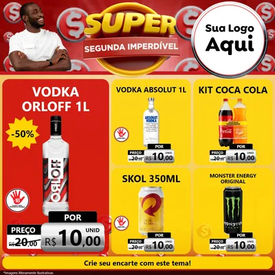 Modelo de Rede Social para Feed Facebook com o tema Super Segunda Imperdível para Distribuidora de bebidas