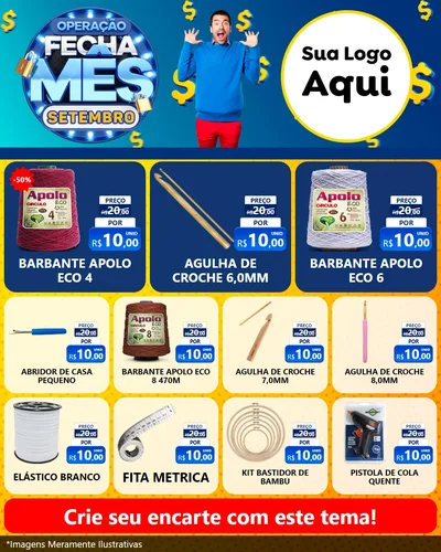 Modelo de Rede Social para Feed Instagram com o tema Operação Fecha Mês Setembro para Armarinho e Aviamentos