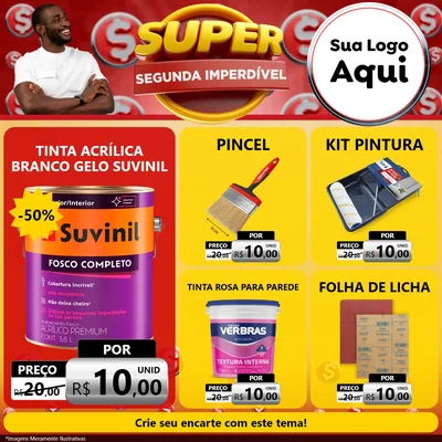 Modelo de Rede Social para Feed Facebook com o tema Super Segunda Imperdível para Tintas e Ferramentas