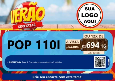 Modelo de Cartaz para Cartaz A4 Horizontal com o tema Verão de Ofertas para Concessionaria de Motos