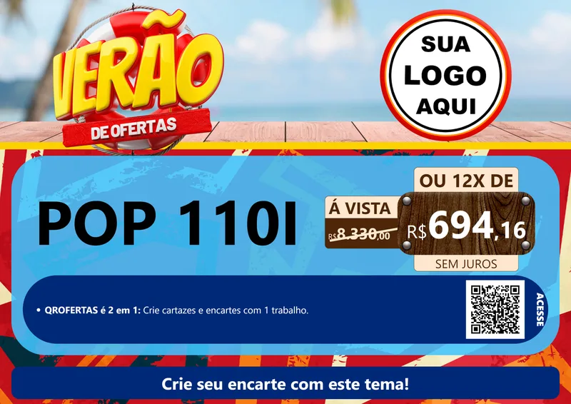 Modelo de Cartaz para Cartaz A4 Horizontal com o tema Verão de Ofertas para Concessionaria de Motos