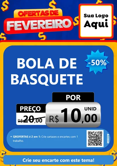Modelo de Cartaz para Cartaz A4 Vertical com o tema Ofertas de Fevereiro para Artigos Esportivos
