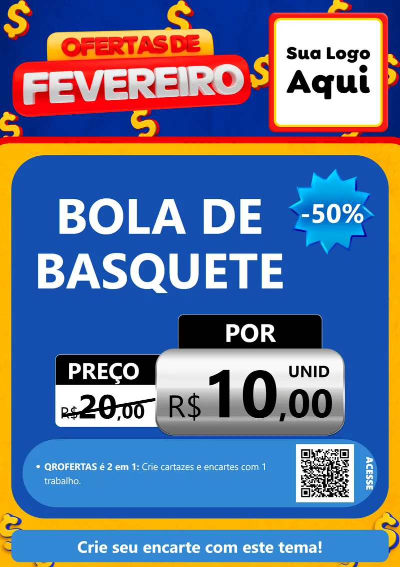 Modelo de Cartaz para Cartaz A4 Vertical com o tema Ofertas de Fevereiro para Artigos Esportivos