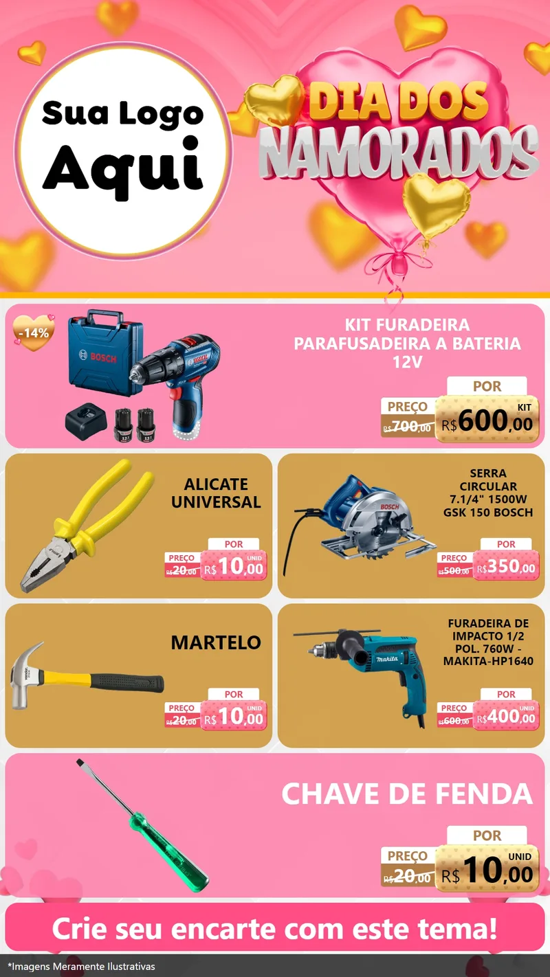 Modelo de TV para TV Vertical com o tema Dia dos Namorados para Maquinas e Ferramentas