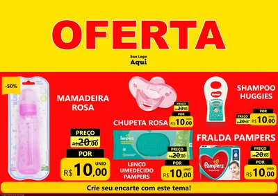 Modelo de Encarte para Encarte A4 Horizontal com o tema OFERTA - Vermelho Cartaz para Bebês