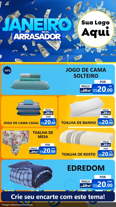 Modelo de TV para TV Vertical com o tema Janeiro Arrasador para Cama, Mesa e Banho