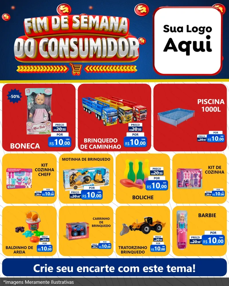 Modelo de Rede Social para Feed Instagram com o tema Fim de Semana do Consumidor para Brinquedos