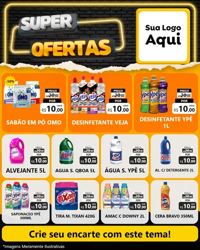 Modelo de Rede Social para Feed Instagram com o tema Super Ofertas para Produtos de Limpeza