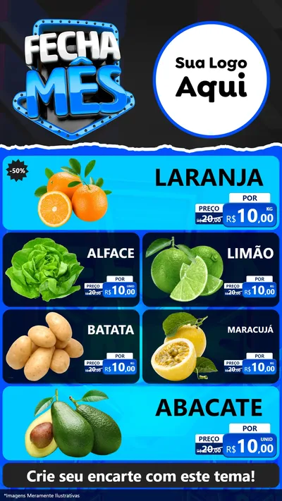 Modelo de TV para TV Vertical com o tema Fecha Mês para Hortifrúti