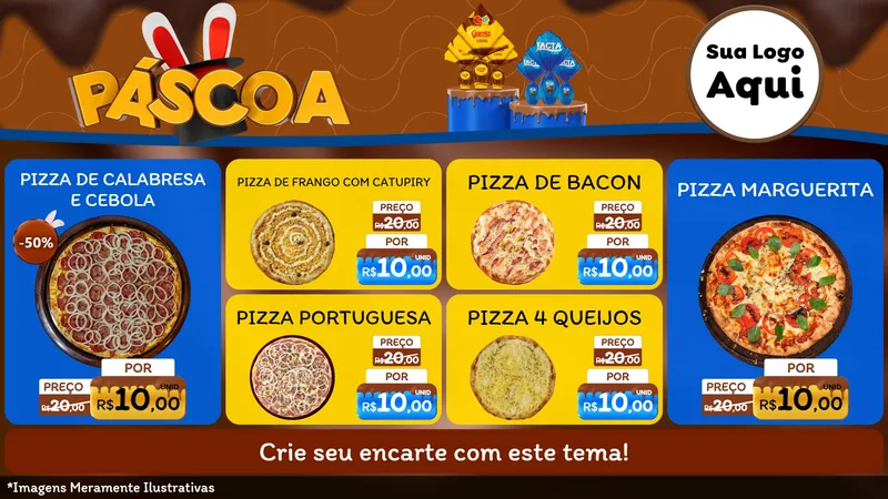 Modelo de TV para TV Horizontal com o tema Páscoa para Pizzaria