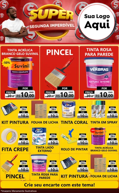 Modelo de Encarte para Encarte Grande com o tema Super Segunda Imperdível para Tintas e Ferramentas