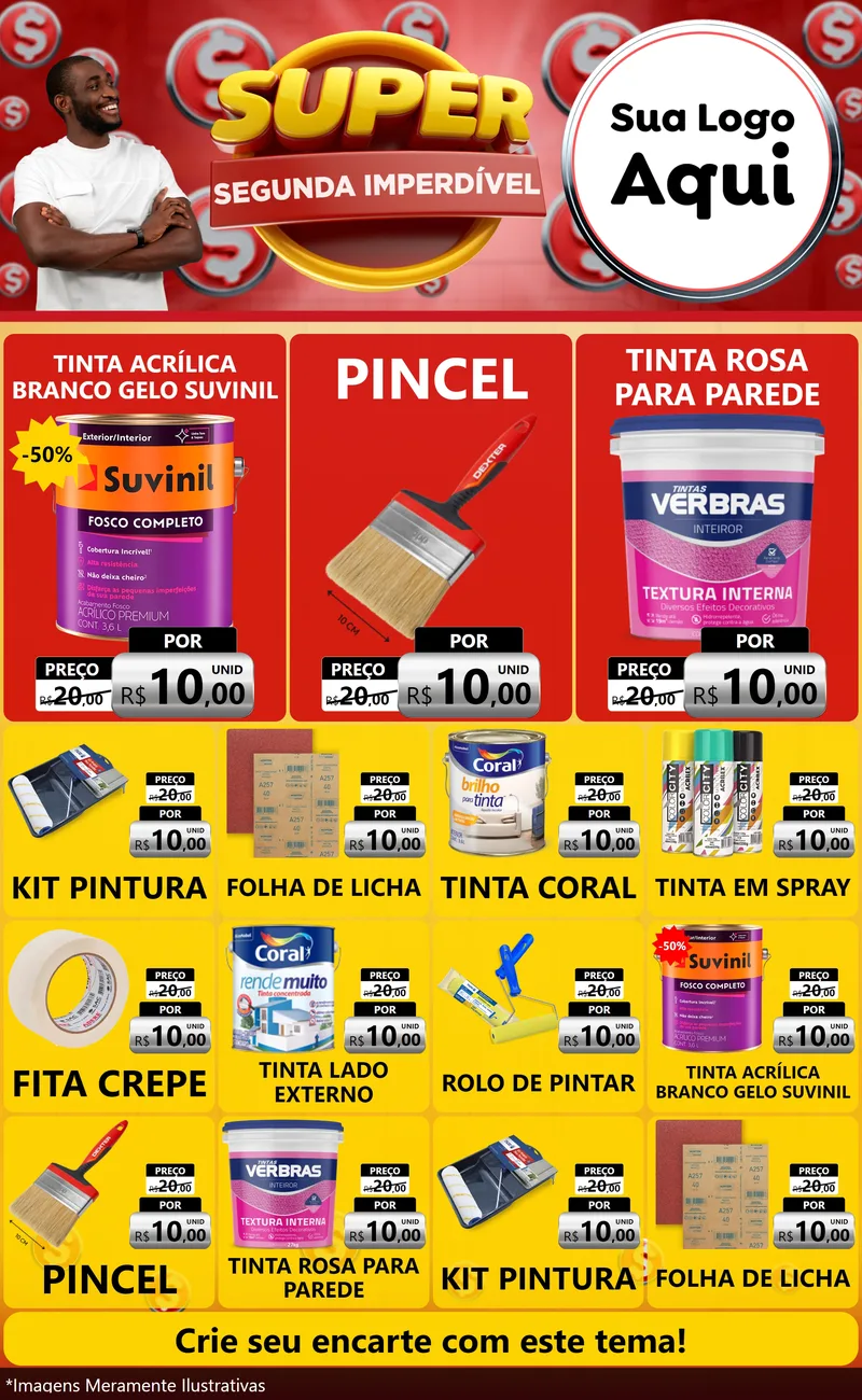 Modelo de Encarte para Encarte Grande com o tema Super Segunda Imperdível para Tintas e Ferramentas