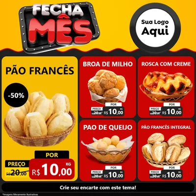 Modelo de Rede Social para Feed Facebook com o tema Fecha Mês para Padaria