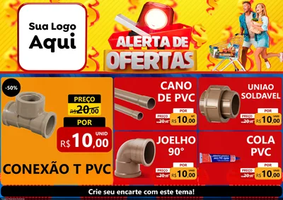 Modelo de Encarte para Encarte A4 Horizontal com o tema Alerta de Ofertas para Tubos e conexões