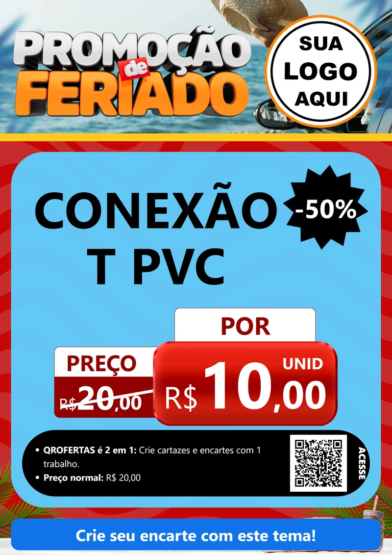 Modelo de Cartaz para Cartaz A4 Vertical com o tema Promoção de Feriado para Tubos e conexões